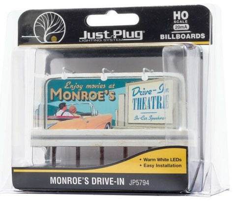 HO Scale Woodland Scenics JP5794 Monroe's Drive-In Movie Lighted Billboard