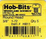 Hob-Bits H811 Brass 1-72 3/8" Long Roundhead Screws (5) pcs